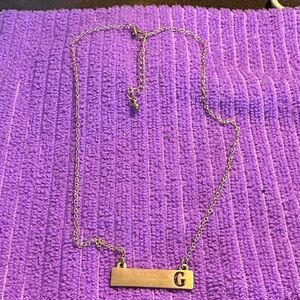 BaubleBar Gold Bar Necklace with Initial 8” without 3” Ext.